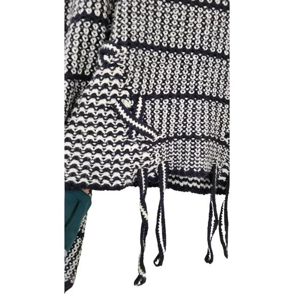 Ulla Johnson Sweater Striped Knit White Navy Blue Puff Jumper Pullover Top L - Picture 7 of 9